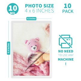 Binditek 10 Pack 10 Mil Self-Sealing Laminating Pouches, 4.5 x 6.4 Inches for Photos, Glossy Finish, No Machine Needed, 4 x 6 Inches Self-Adhesive Laminating Pouches, Office Supplies