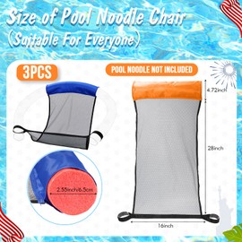 Soulchen 6 Pcs Mesh Floating Pool Noodle Chair Slings Water Float Seat for Adults Summer Beach Toys Swimming Outdoor Party Accessories, Pool Noodle Not Included (Mixcolor)
