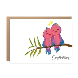 BYANIKA A6 Wedding Congratulations Card Engagement Wedding Day Card For Couples Partners Just Married Cute Engaged Cute