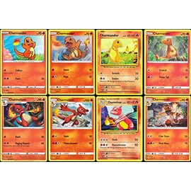 Charmander & Charmeleon Lote de 8 cartas, Burning Shadows Evolutions Hidden Fates Vivid Votage