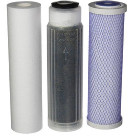 Reverse Osmosis Deionization (RODI) 10" Replacement Filter Kit (Sediment Cartridge, Carbon Cartridge, Color Indicating DI Cartridge Filled with MBD-30 Nuclear Grade Resin) by CFS