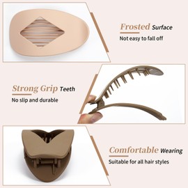 Rhombus Flat Hair Claw Clips, Strong Hold Flat Hair Clip for Women, 6 PCS Large Size Hair Clip for Thick Thin Straight Curly Hair