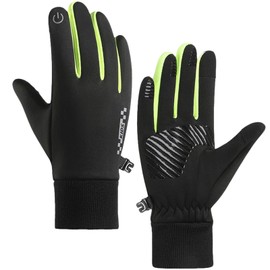 TECHO Children's Cycling Gloves, Winter Touchscreen Gloves, Kids Running Gloves, Non-Slip Warm Gloves, Cycling Gloves, Riding, Running, Warm, Outdoor, Hiking, Green, M