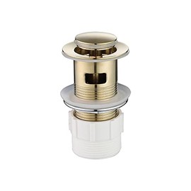 Decaura 32mm Overflow Bathroom Basin Push Pop Up Plug Waste Drain Plug with 40mm Adapter (Brushed Gold, Over Flow)