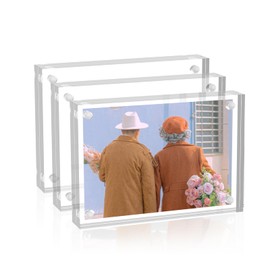 Sezanrpt Acrylic Picture Frame, 9 x 13 cm, Pack of 3, Double-Sided Magnets Picture Frame, Magnetic Picture Frame for 9 x 10 cm, 9 x 13 cm, 8 x 10 cm Photo, 10 mm + 10