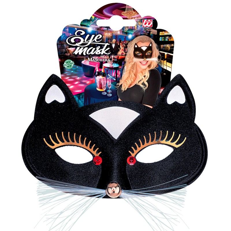 Widmann 64641 - Eye Mask Black Cat, Animal Mask, Masquerade