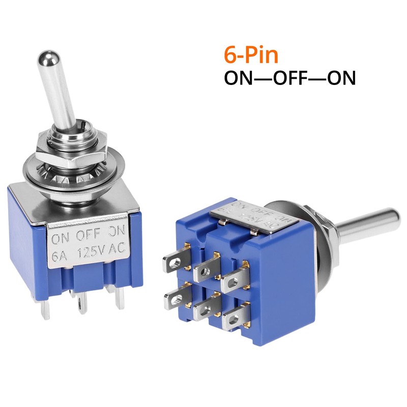 QWORK® MTS-203 3 Positionen DPDT Kippschalter, 6 Pin AC 125