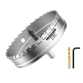 Mollom (6''|152mm) Heavy Duty Carbide Hole Saw with 2 Pilot Drill Bits, Hole Cutter cuts Stainless Steel, mild Steel, Iron, Copper, Brass, Plastic