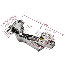 TamBee 175 Degree Hinges Frameless Cabinet Doors Hinges Hydraulic Adjustable Mounting Concealed Hinges Soft Closing Nickel-Plated Steel, 2 Pairs(Full Overlay)