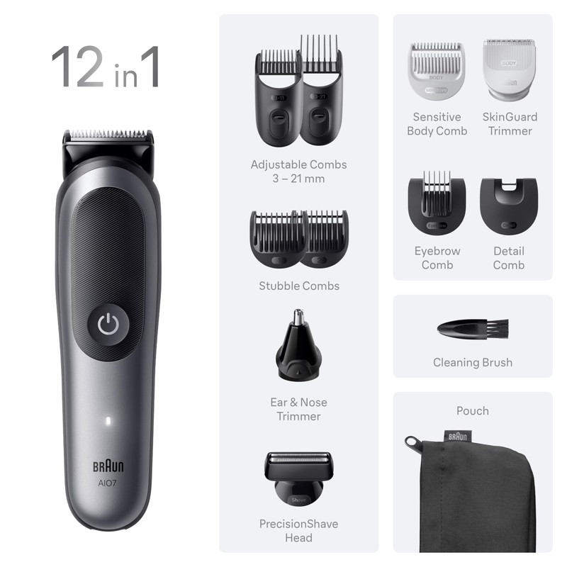Braun All-in-One Series 7 Grooming Kit, 12in1, ProBlade & AutoSense,