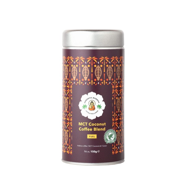 Cheerful Buddha Mezcla De Café Molido Con Aceite De Coco MCT - 100% natural sin conservantes - Café molido certificado por RFA libre de OMG - Café tostado molido premium vegano -