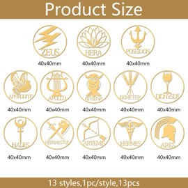 OLYCRAFT 13pcs 1.6x1.6 Inch Greek Gods Symbol Stickers Self Adhesive Gold Stickers Symbol Theme Metal Gold Sticker for Scrapbooks DIY Resin Crafts Phone Water Bottle Decor
