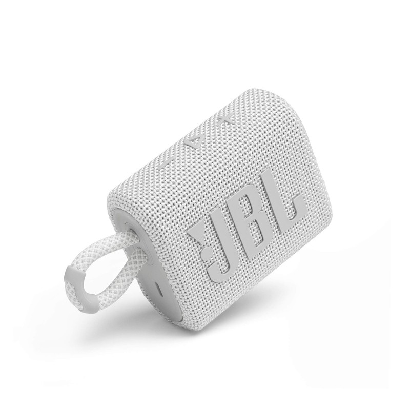 JBL GO3 JBLGO3WHT Bluetooth Speaker, USB C Charging, IP67 Dustproof,