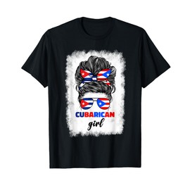 Half Cuban And Puerto Rican Rico Cuba Flag Cubarican Girl T-Shirt