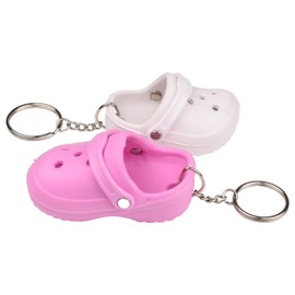 AOVNA 2 Pieces Mini Croc Shoe Keychain Novelty Keychain Shoe Pendant Key Ring Decorative Keychain for Gift Decor Party Favor (Pink)