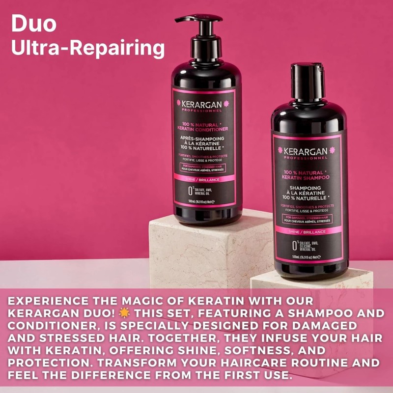 KERARGAN ULTRA REPAIR KERATIN SHAMPOO & CONDITIONER DUO 2X16.9OZ DAMAGED