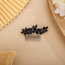 Chargances Peineta Para El Pelo Con Diamantes De Imitación Para Boda De Novia Negro