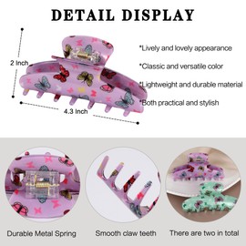 Premium Hair Clips for Women- 4.3 Inch Large Hair Claw Clips for Women Thin Thick Curly Hair, Strong Hold Non-Slip Acrylic Hair Clips (2PCS Set, Purple, Green)