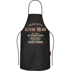 RAHMENLOS Gift for Men for Retirement: Dieser nette älHerrr ist jetzt im Ruhestand - BBQ Apron Cooking Apron Kitchen Apron Cotton Black, Nice Mr Retirement