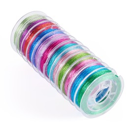 Craftdady 12 Rolls Twist Metallic Cords 0.3mm 3-Ply Round Metallic Thread String for Bracelet Making Jewelry Beading Cords Colorful Braided Thread Rope for Gift Wrapping Decoration