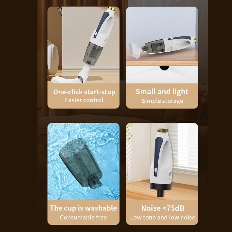 Car Vacuum Cleaner 7.4V Handheld Cordless Rechargeable Powerful Suction Noiseless