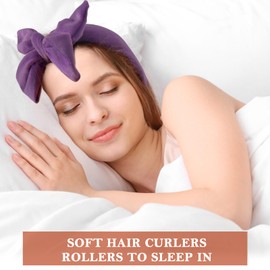 weiwei No Heat Curlers, Overnight Curls No Heat Curling Headband Soft Hair Curler Rollers to Sleep In, 70 Inches Non Heat Hair Wrap Curling Rod Ribbon for Women Long Wave Hair, 9 PCS Gift Set (Purple)