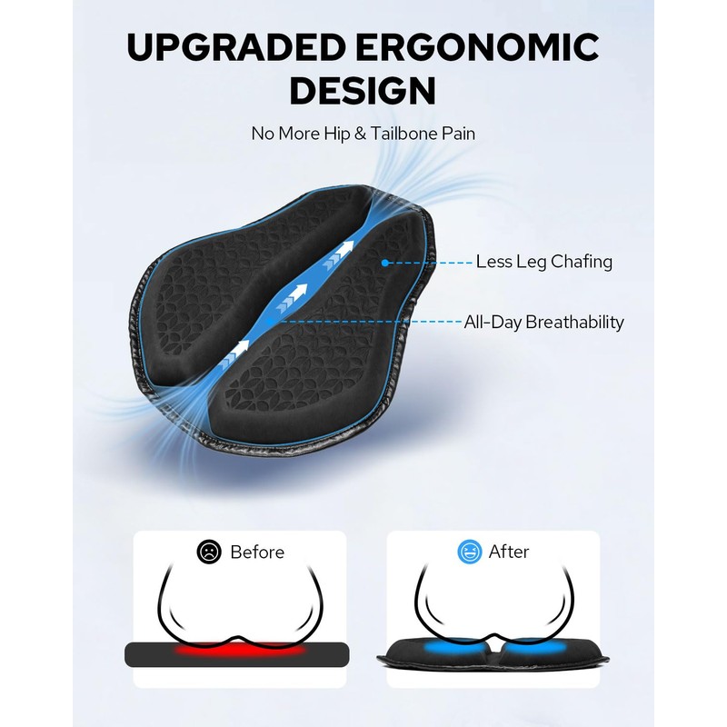 Benlari Motorcycle Seat Cushion, Universal Motorcycle Gel Seat Pad Large
