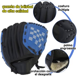 Guante de Béisbol, Guante de Sóftbol, Guante de Béisbol para adultos jóvenes y juegos para principiantes, guante de sóftbol, guante de mano izquierda, lanzamiento de mano derecha (Azul,12.5''/31.75cm)
