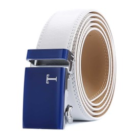 Tonywell Men's Leather Ratchet Dress Belt with Automatic Click Buckle Trim to Fit