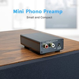SOLUPEAK NA2 Phono Preamp for Turntable, Home Audio Stereo Phonograph Preamplifier for LP Vinyl Record Player, Turntable preamps with RCA line Output (MM-only)