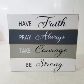 Audrey's. Decorative BLOCKS, Faith, Courage, Strong & Pray, New