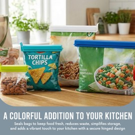 LINDEN SWEDEN Twixit Bag Clips - Set of 10 - Keep Food Fresh, Prevent Spillage - Great for Storage and Organization - Microwave, Freezer and Dishwasher-Safe - BPA-Free, 2 Super 8 Medium