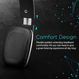 On Ear Wireless Bluetooth Headphones with Microphone - August EP636 - Bluetooth Version 4.1 + EDR, Lightweight Engineering NFC One Tap to Connect for Android and Apple - Silver