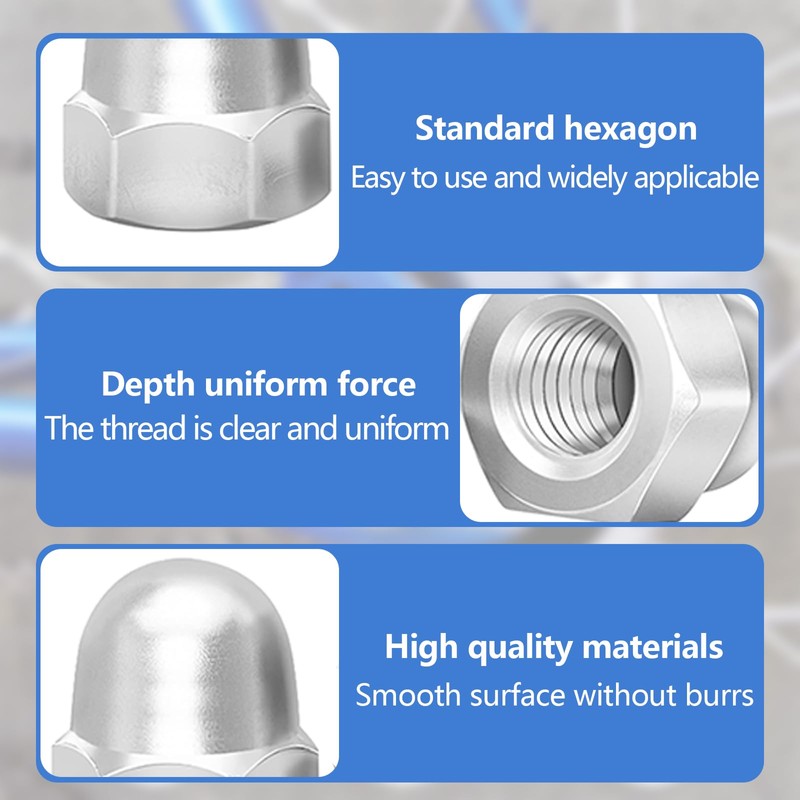 Acorn Nuts M10 Stainless Steel, Pack of 25 Acorn Nuts,