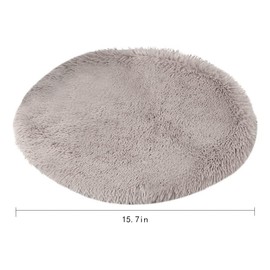 Kelendle 16 Inch Plush Dog Bed Mat Warm Fluffy Round Puppy Crate Pad with Anti-Slip Waterproof Bottom Soft Comfy Pet Kennel Mat for Small and Medium Dogs Sleeping(Light Coffee)