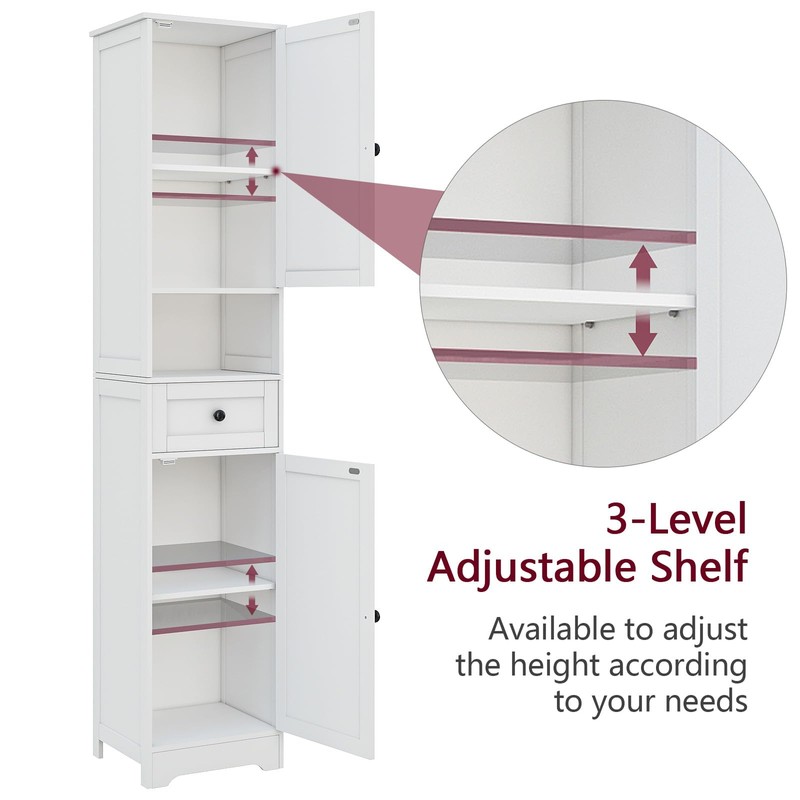 Hogxp Tall Bathroom Cabinet,Storage Cabinet with 5 Shelves & 1