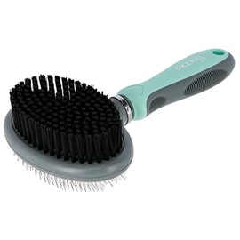Kerbl 80050 Flexible Brush for Dogs and Cats (Double Brush with Flexible Brush Head, Adapts to Body Shape, Slicker Brush + Care Brush)