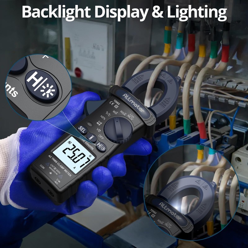 ALLmeter 600A TRMS Digital Clamp Meter with 6000 Counts,Auto Ranging,AC