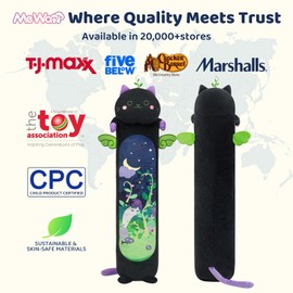Mewaii Long Cat Plush 5 Sizes, 120% Extra Filling Giant Plushness Kids Body Pillow, Kawaii Cute Black Cat Stuffed Animals Plushies, Big Long Body Pillow Black Cat Plush Gift for Girls 20”