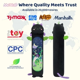 Mewaii Long Cat Plush 5 Sizes, 120% Extra Filling Giant Plushness Kids Body Pillow, Kawaii Cute Black Cat Stuffed Animals Plushies, Big Long Body Pillow Black Cat Plush Gift for Girls 20”