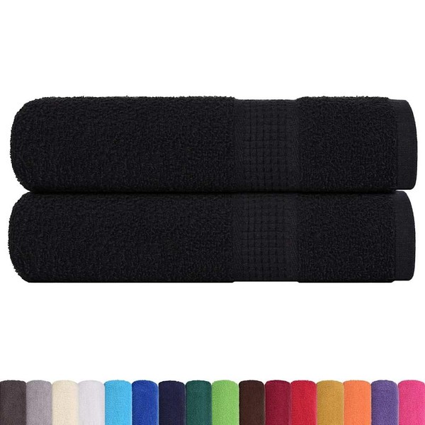 vidaXL Hand Towels, Set of 2, Black, 50 x 100