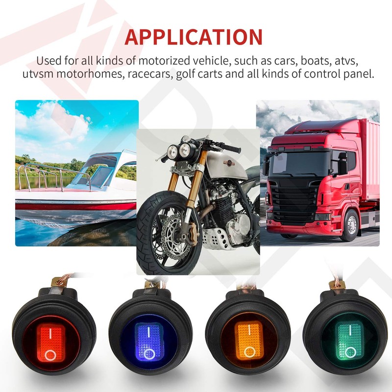 APIELE Waterproof Round Rocker Toggle Switch 2 Position DC 12V