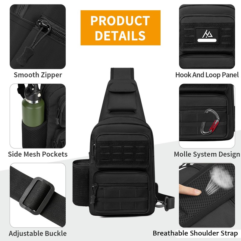 Explokit Tactical Sling Bag Small Shoulder Backpack Molle Chest Pack