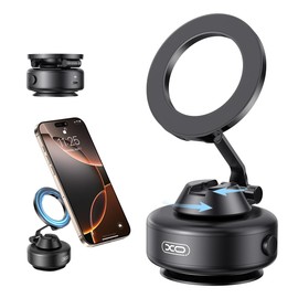 XO Simple is Beauty Electric Magnetic Car Phone Holder, 360 Rotation Vacuum Suction Cellphone Mount Foldable Car Mount Stand for iPhone12-16,Mirror/Glass/Screen/Smooth Surface (Not Charge Phone)