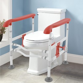 Toilet Safety Rails, Adjustable Toilet Arms with Adjustable Height & Width, 330 lbs Weight Capacity, Tool-Free Installation, Bathroom Safety Support for Seniors, Disabled, Post-Surgery