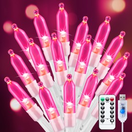 Minetom Valentines Decor Pink Lights, 39 Feet 100 LED Mini Valentines String Lights USB Operated, Waterproof Tree Lights Indoor for Home Bedroom Holiday Decorations