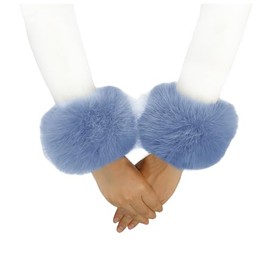 Lina & Lily Women's Winter Cuffs Faux Fur, sky blue