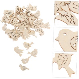 50Pcs Wooden Bird Craft Embellishments, Natural Unfinished Wood Slices for Scrapbooking and Home Decor, Hollow Mini Bird Pendants DIY Handmade Ornaments