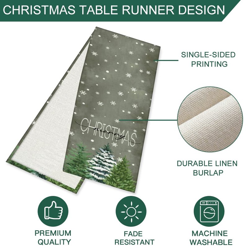 JOTOM Christmas Table Runner Rectangle Table Cloth and Runners Winter