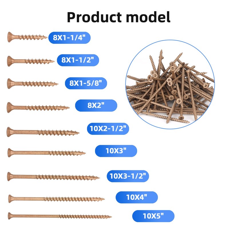 Bobibbi Deck Screws #10 x 3-1/2’’, T25 Star Torx Drive
